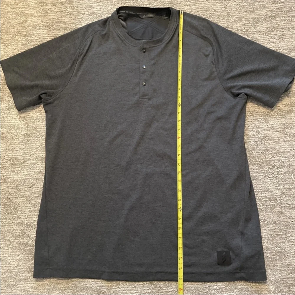 Adidas Adicross Shirt Mens Size XL Gray Performance Henley Snap Short Sleeve